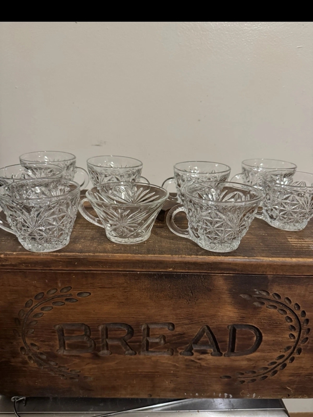 Clear Pressed Glass Cup Set - Elegant Clear Glass Tea Cups